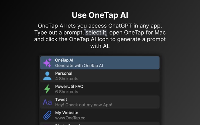 Keyboard Shortcuts - OneTap on the App Store