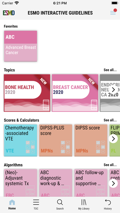 ESMO Interactive Guidelines Screenshot