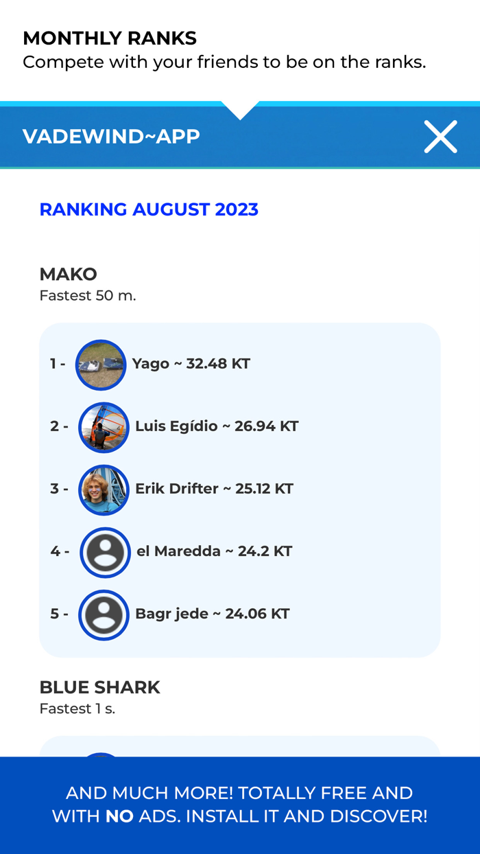 Windsurfing app Vadewind