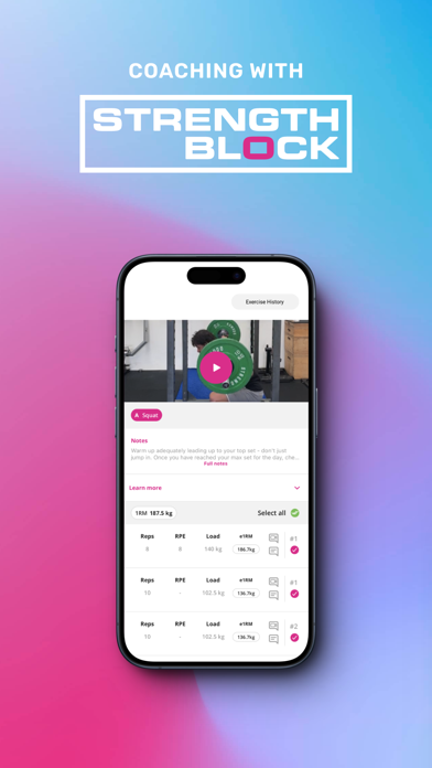 Strength Block Training App Screenshot