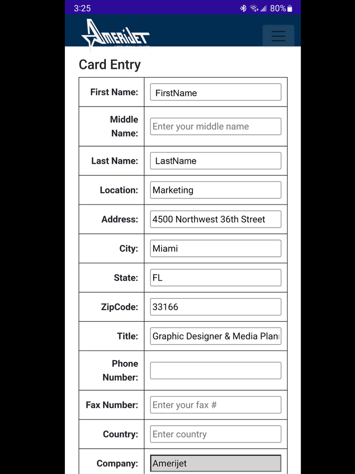 Amerijet Digital Business Card