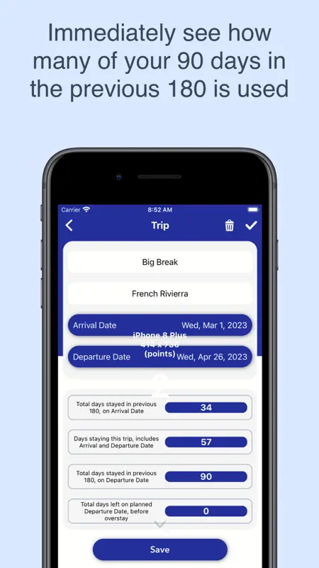 180 Days: Schengen Calculator screenshot 3 of 5