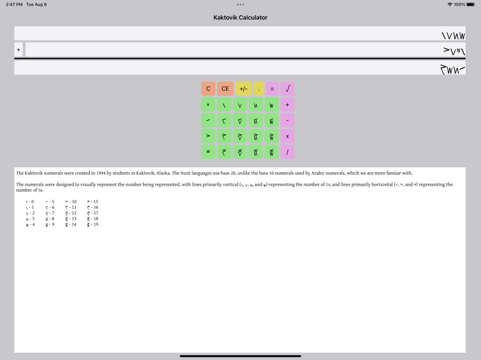 Kaktovik Numeral Calculator