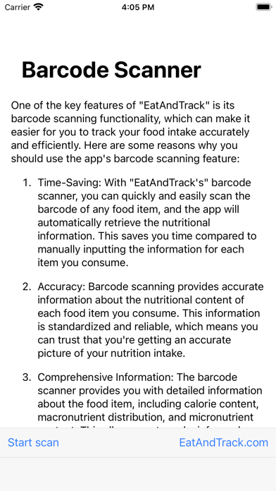 EatAndTrack Barcode Scanner Screenshot