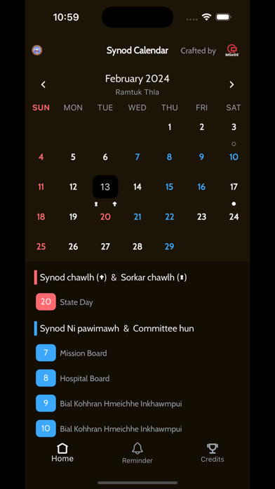 Synod Calendar Screenshot