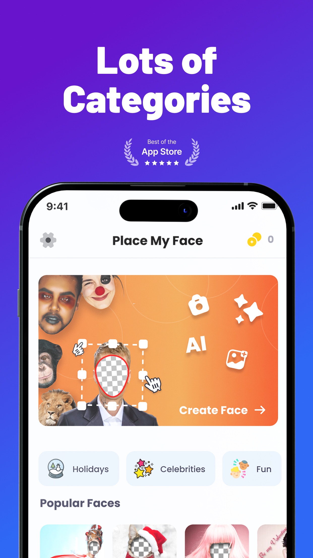 Screenshot do app Place My Face ™