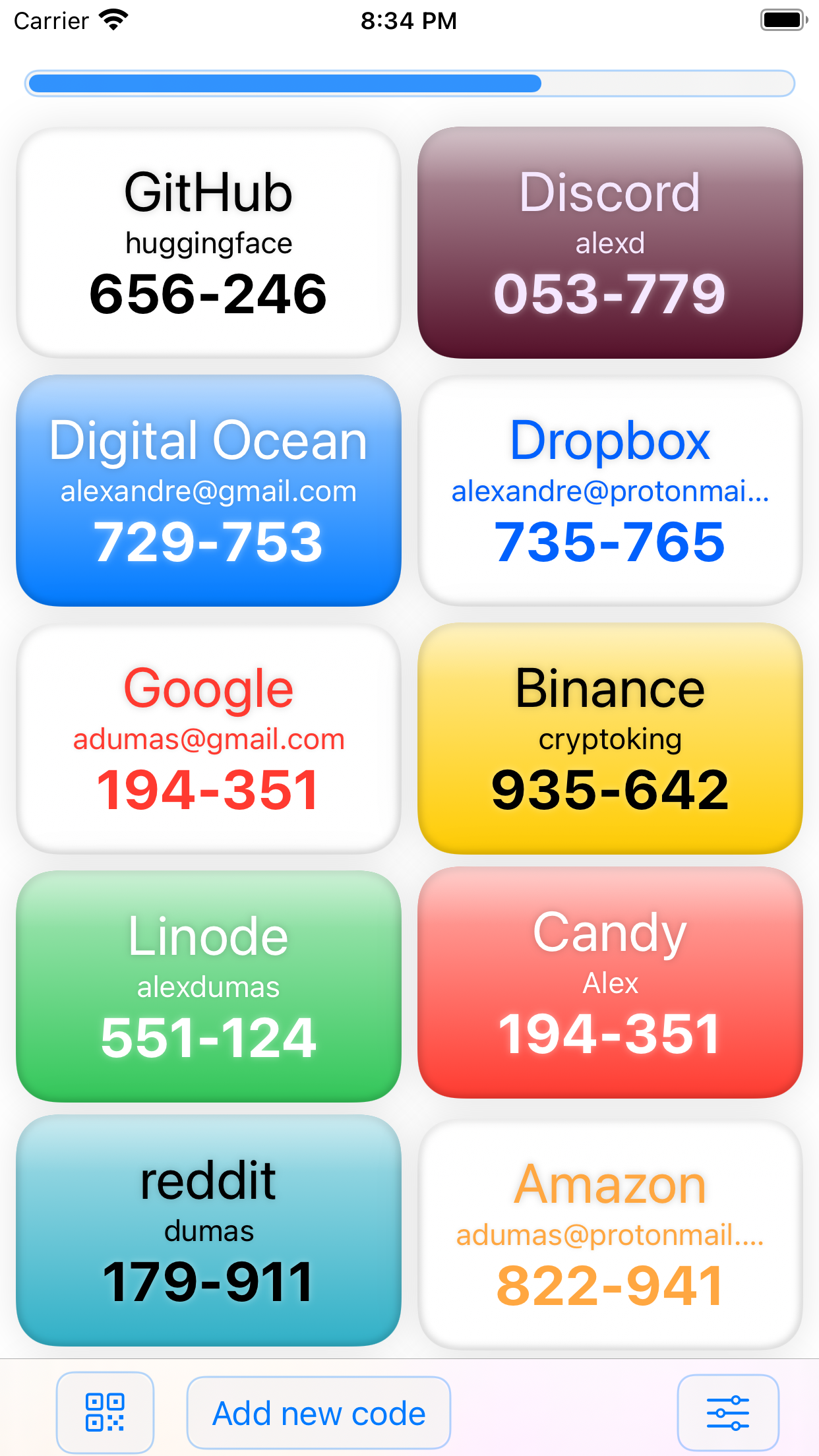 30 Seconds — 2FA codes