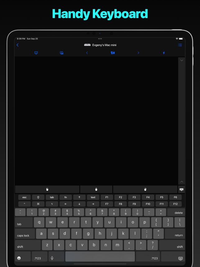 Captura de tela do controle remoto, mouse e teclado Pro