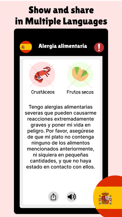 Food Allergy Card Screenshot