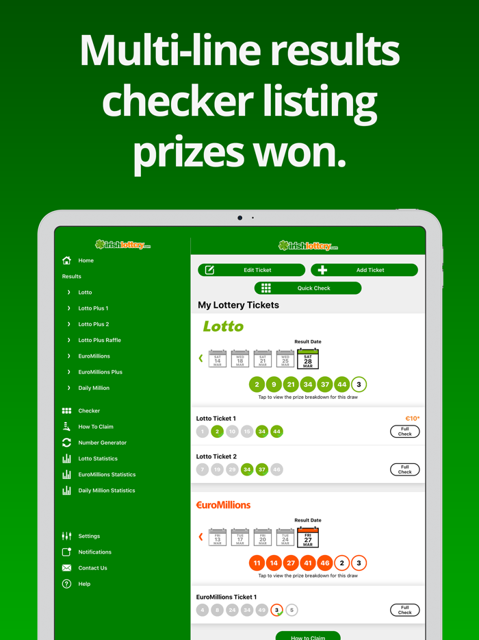 Irish Lottery - Results