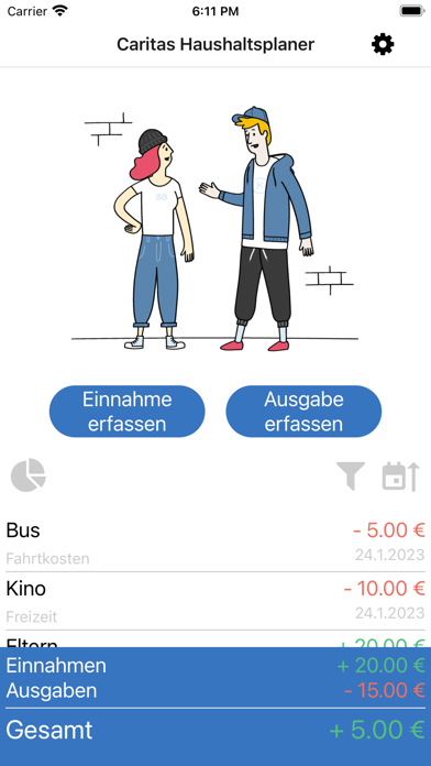 Caritas Haushaltsplaner Screenshot