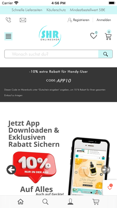 SHR Germany Onlineshop Screenshot