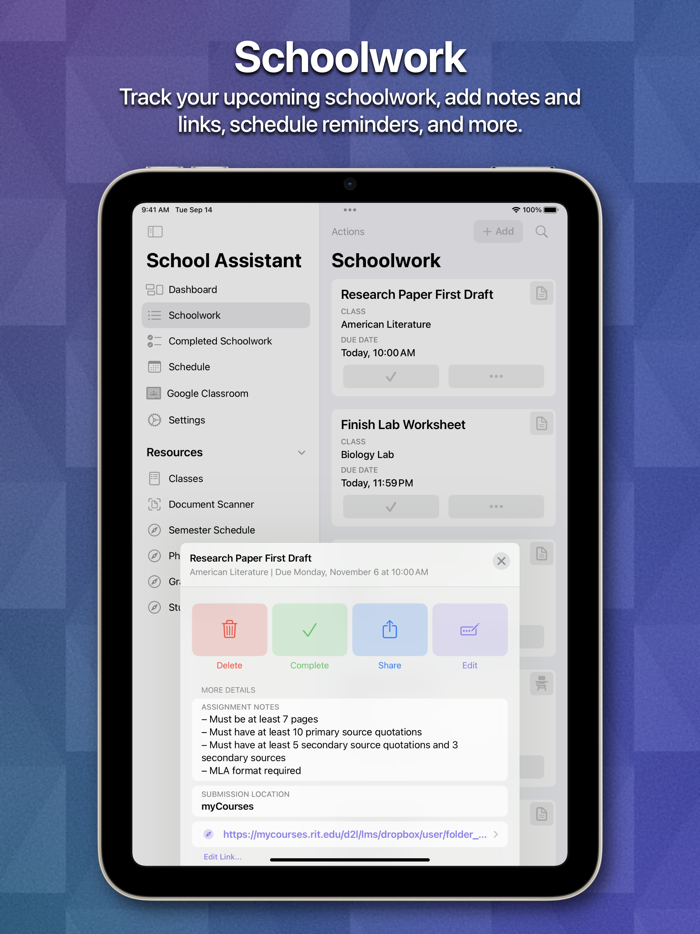 School Assistant – Planner