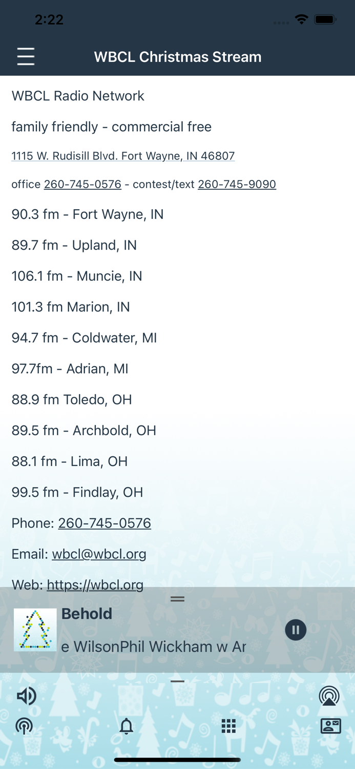 WBCL Christmas Stream