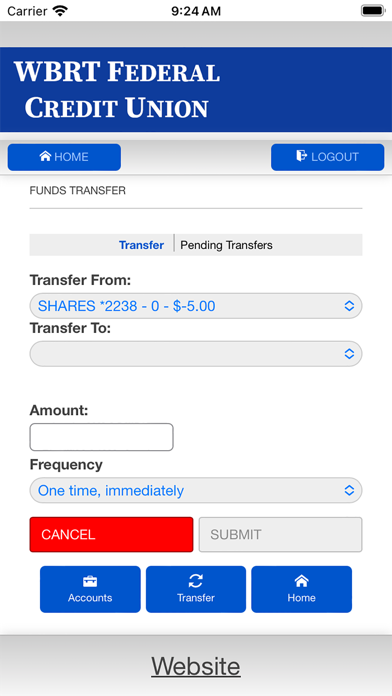 WBRT Federal Credit Union Screenshot