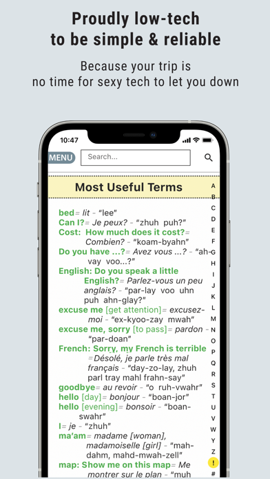 Traveler’s French Cheat Sheet Screenshot