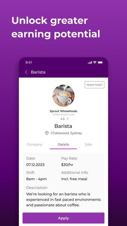 Hospitality Jobs App: Baristar