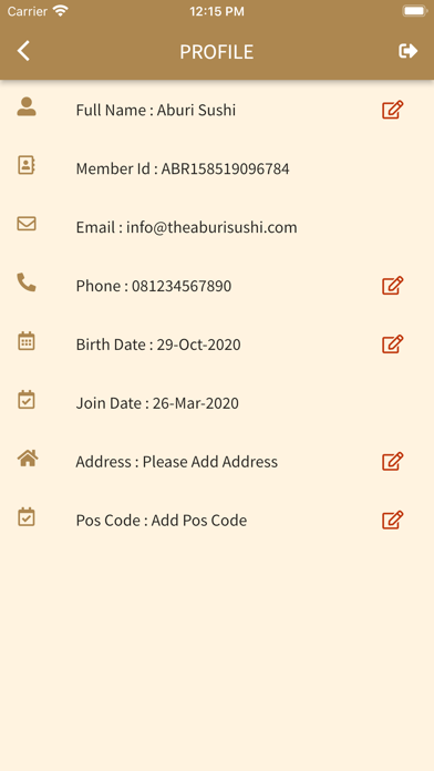 Aburi Sushi Membership Screenshot