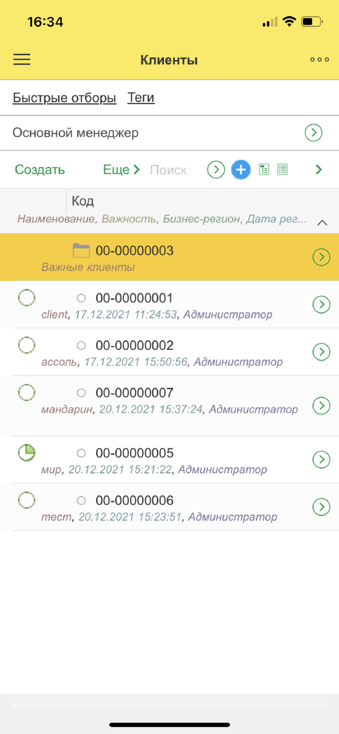 iCRM. Мобильный клиент