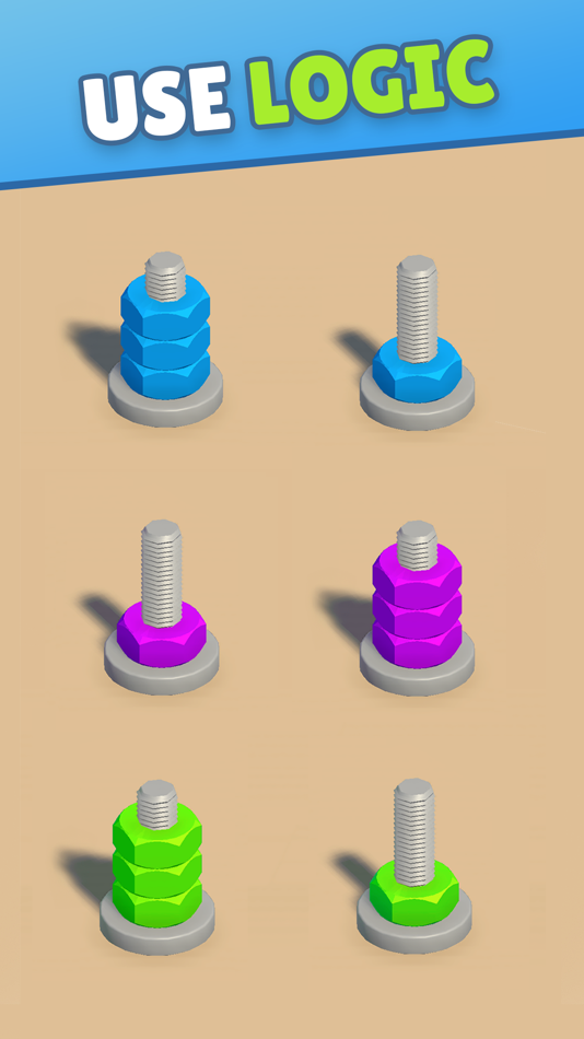#1. Screw Nuts & Bolts Color Sort (iOS) By: Rugile Mazoriukaite