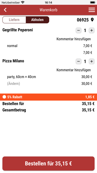Pizzaservice Mumbay Lebien Screenshot