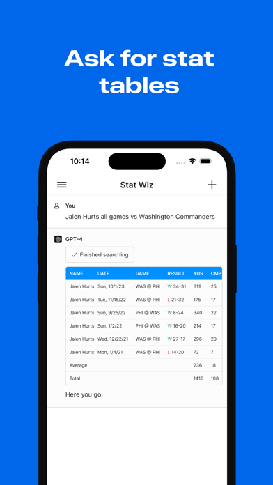 Stat Wiz: AI Sports Chat Bot Screenshot