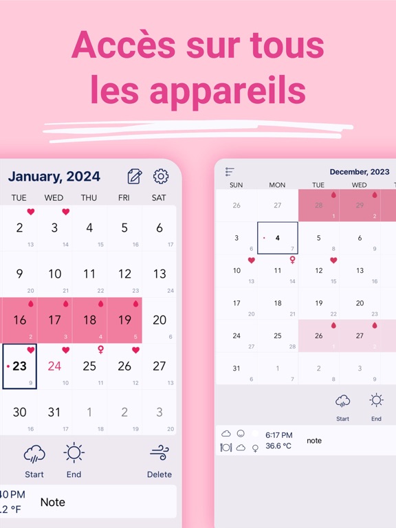 Screenshot #6 pour Calendrier: ovulation & règles