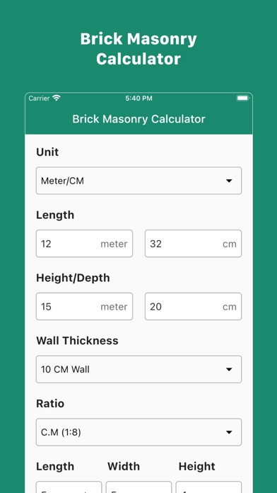 Screenshot #1 pour Brick Masonry Calculator