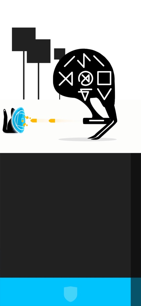 Divineko - Magic Cat - The app showcases the active shield ability, visually protecting the cat character from projectiles launched by complex enemy archetypes.