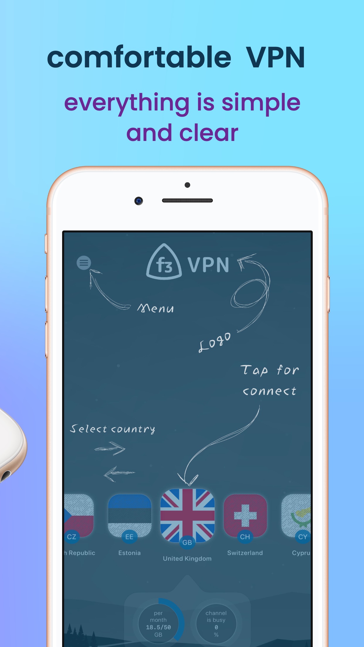 Screenshot 3 of f3 vpn - simple VPN
