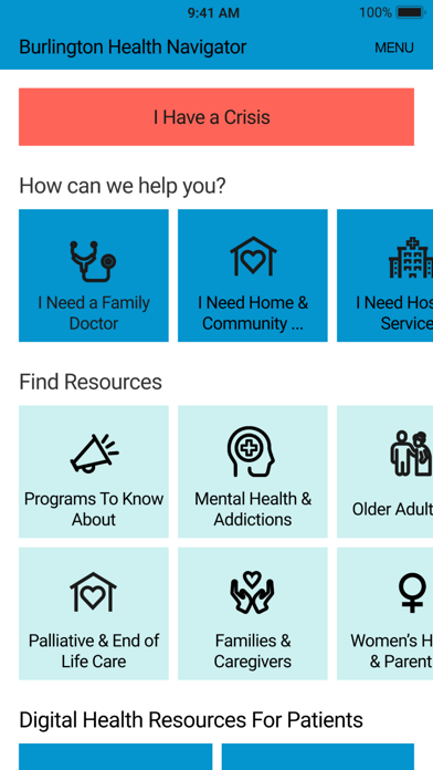 Burlington Health Navigator Screenshot