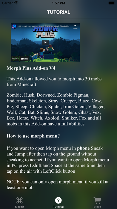 MCPE ADDONS - Morph Mods Screenshot