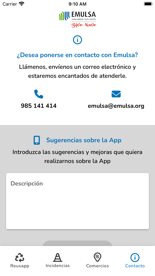 #5. EMULSA. Reusapp. (iOS) By: Empresa municipal de servicios de medio ambiente urbano de Gijón S.A.