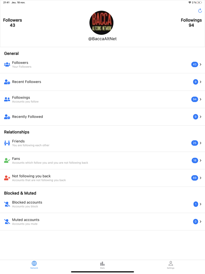 Stats  for Twitter - Unfollow