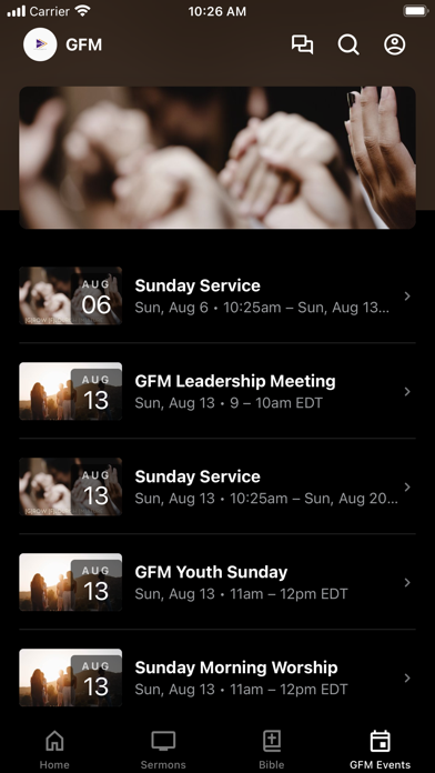 The GFM App Screenshot