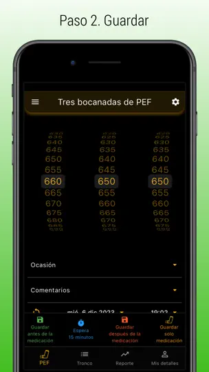 Captura de pantalla de Peflog - Rastreador De Asma en iPhone 2