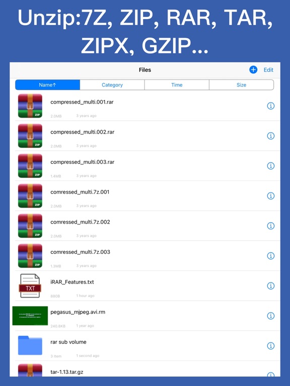 iRAR - zip,rar,7z file opener iPad screenshot 1 - Utilities app