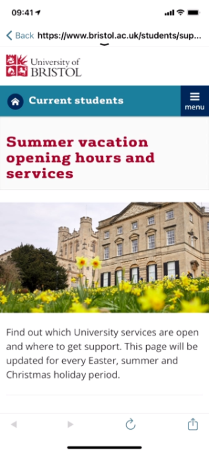 University of Bristol Check-In