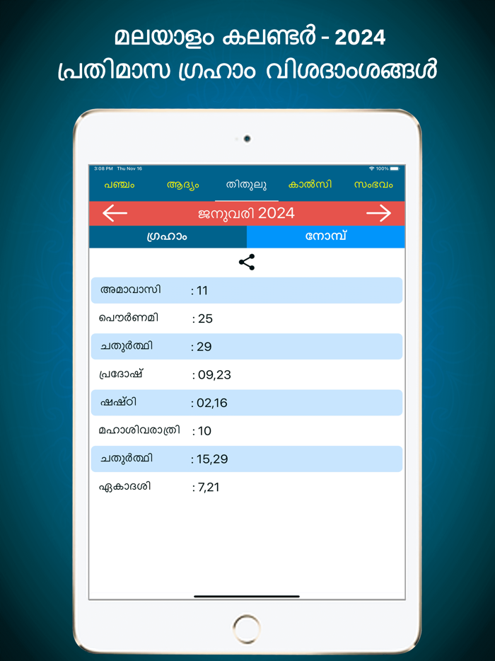 Malayalam Calendar 2024
