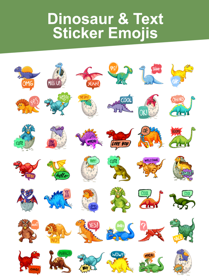 Dinosaur and Text Sticker Emojis