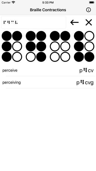 Braille Contraction Lookup Screenshot
