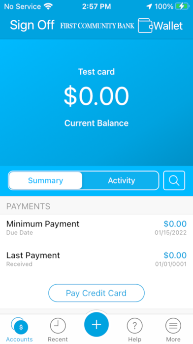 First Community Credit Cards Screenshot