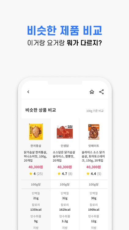 단성비 - 단백질 식품 성분 비교분석 플랫폼 screenshot-5