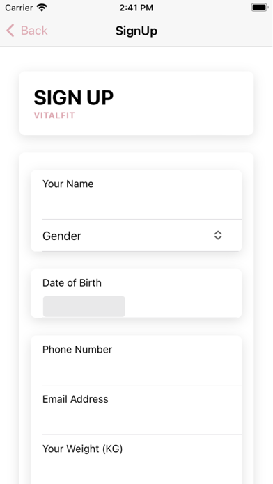 VitalFIT App Screenshot