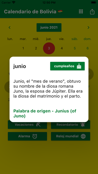 Calendario de Bolivia 2021 Screenshot