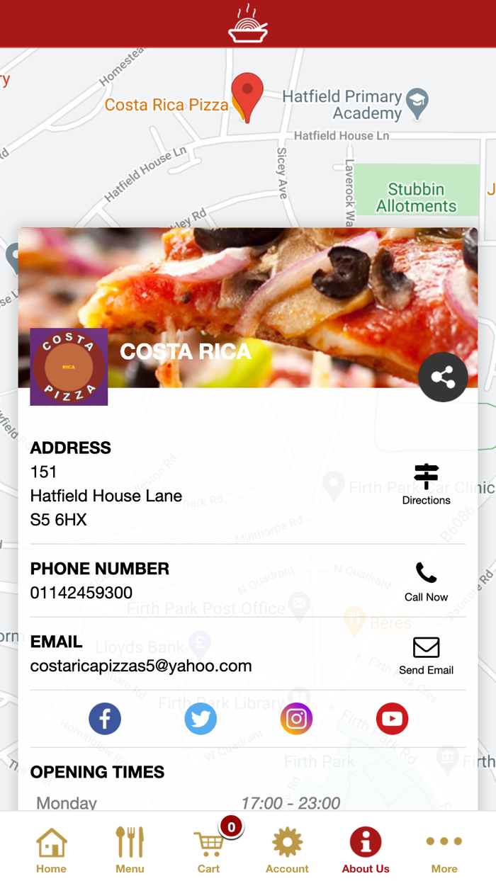 Costa Rica Pizza Sheffield App