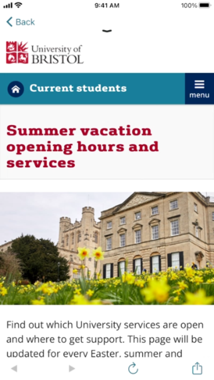 University of Bristol Check-In