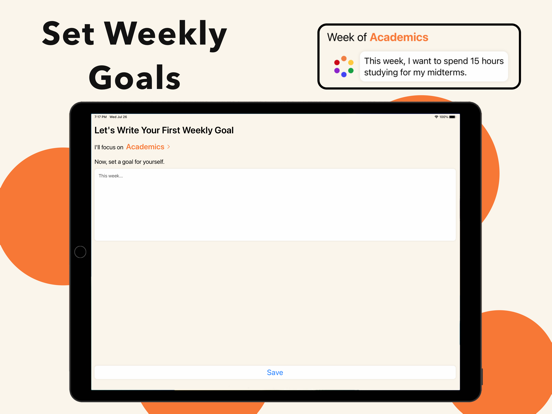 Juggle - Weekly Goal Journal iPad screenshot 2 - Lifestyle app