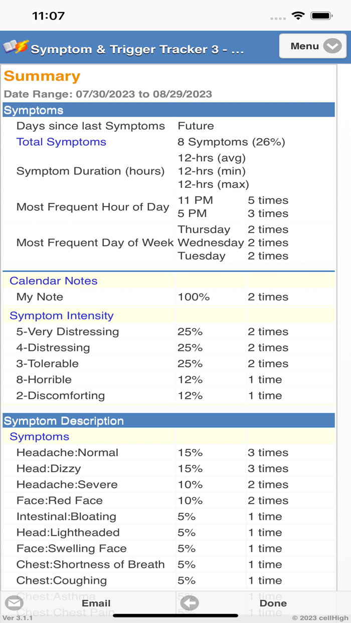 Symptom Trigger Tracker 3