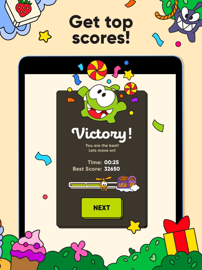 Om Nom 3 Tiles Matching Game